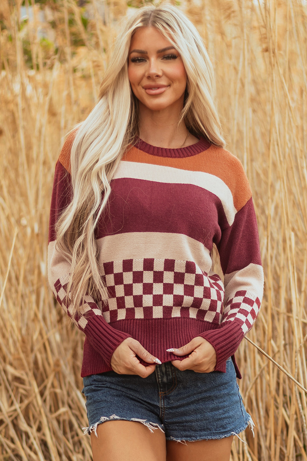 Noelle kariertes Strickpullover