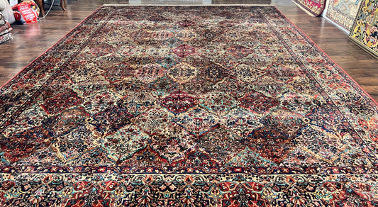 Karastan Multicolor Panel Kirman Rug #717, Wool Karastan Rug 12 x 16, Extra Large Karastan Area Rug, Original Karastan Collection 700 Series