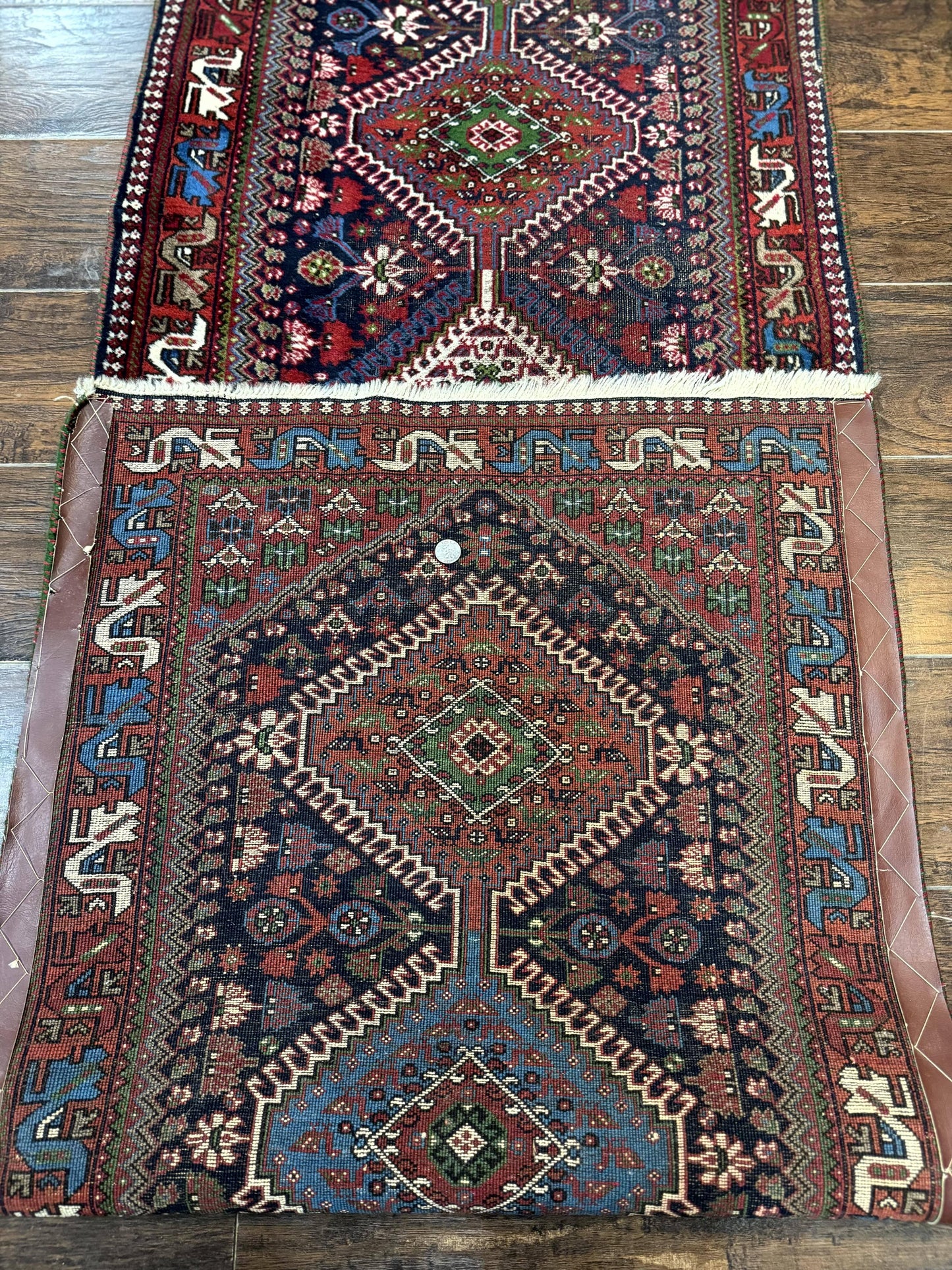 Persian Tribal Runner Rug 2.6 x 20 ft, Antique Persian Shiraz Carpet for Hallway, Colorful Navy Blue