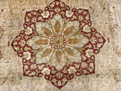 Palace Size Pak Persian Rug 13x17, Haji Jalili Design, Beige and Rust, Wool Hand Knotted, Fine 260 KPSI