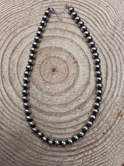 Naszyjnik z pereł sterling 8mm - 16 cali