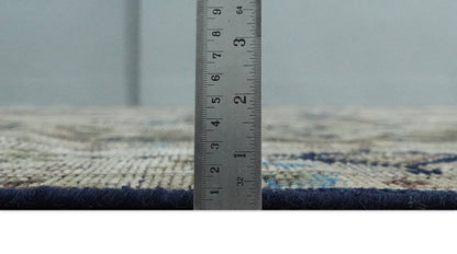 8x10 Antique look Brown, Beige and Blue Traditional Medallion wool Area Rug