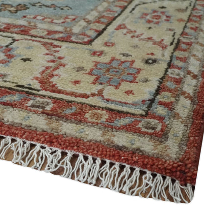 8x10 Antique look Traditional Floral Gray, Rust and Beige Hand knotted wool Area Rug
