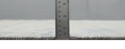 8x10 Beige, Charcoal and Silver Traditional Medallion Hand Knotted Wool and Bamboo Silk Area Rug