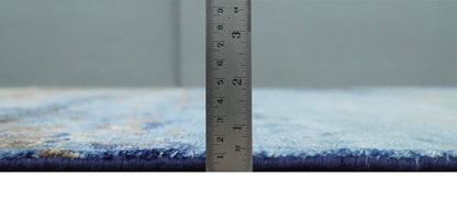 8x10 Blue, Beige and Brown Modern Abstract Hand Knotted wool and bamboo Silk Area Rug