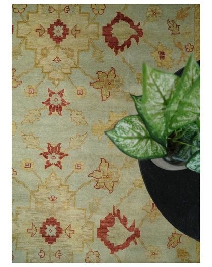 8x10 Fine Hand Knotted Beige and Rust Traditional Vintage Persian Antique Wool Rug | AGR36