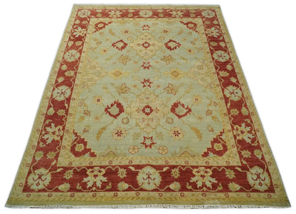 8x10 Fine Hand Knotted Beige and Rust Traditional Vintage Persian Antique Wool Rug | AGR36