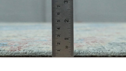 8x10 Fine Hand Knotted Beige and Blue Modern Abstract Style Antique Wool and Silk Area Rug | AGR37