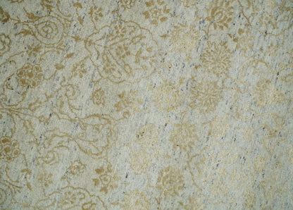 8x10 Fine Hand Knotted Beige and Gold Traditional Vintage Persian Style Antique Silk Rug | AGR21