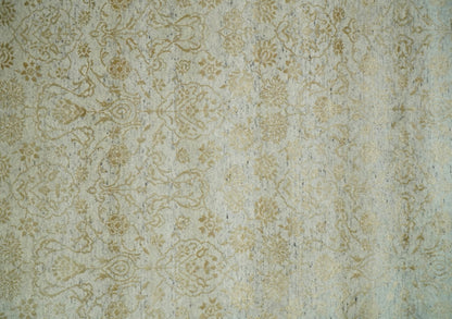 8x10 Fine Hand Knotted Beige and Gold Traditional Vintage Persian Style Antique Silk Rug | AGR21