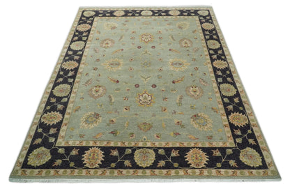 8x10 Fine Hand Knotted Silver and Black Muted Antique Traditional Vintage Persian Wool Rug | AGR45