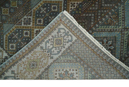 8x10 Fine Hand Knotted Brown and Blue Southwestern Traditional Antique Area Rug | AGR41