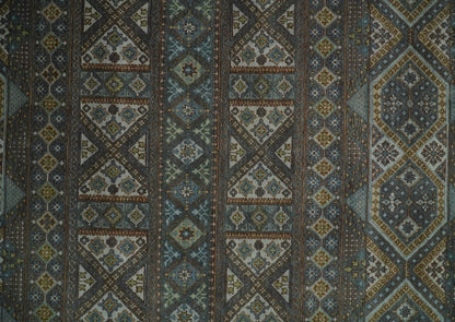 8x10 Fine Hand Knotted Brown and Blue Southwestern Traditional Antique Area Rug | AGR41