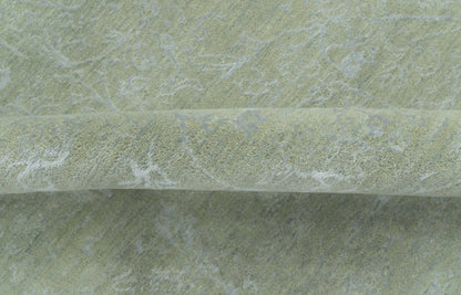 8X10 Fine Hand Knotted Green And Gray Modern abstract Design Wool and Art Silk Rug
