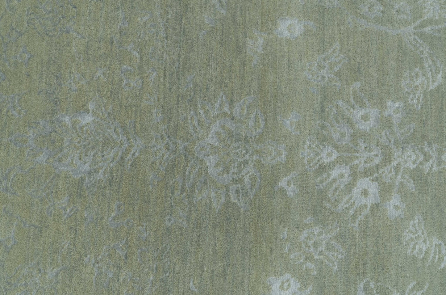 8X10 Fine Hand Knotted Green And Gray Modern abstract Design Wool and Art Silk Rug