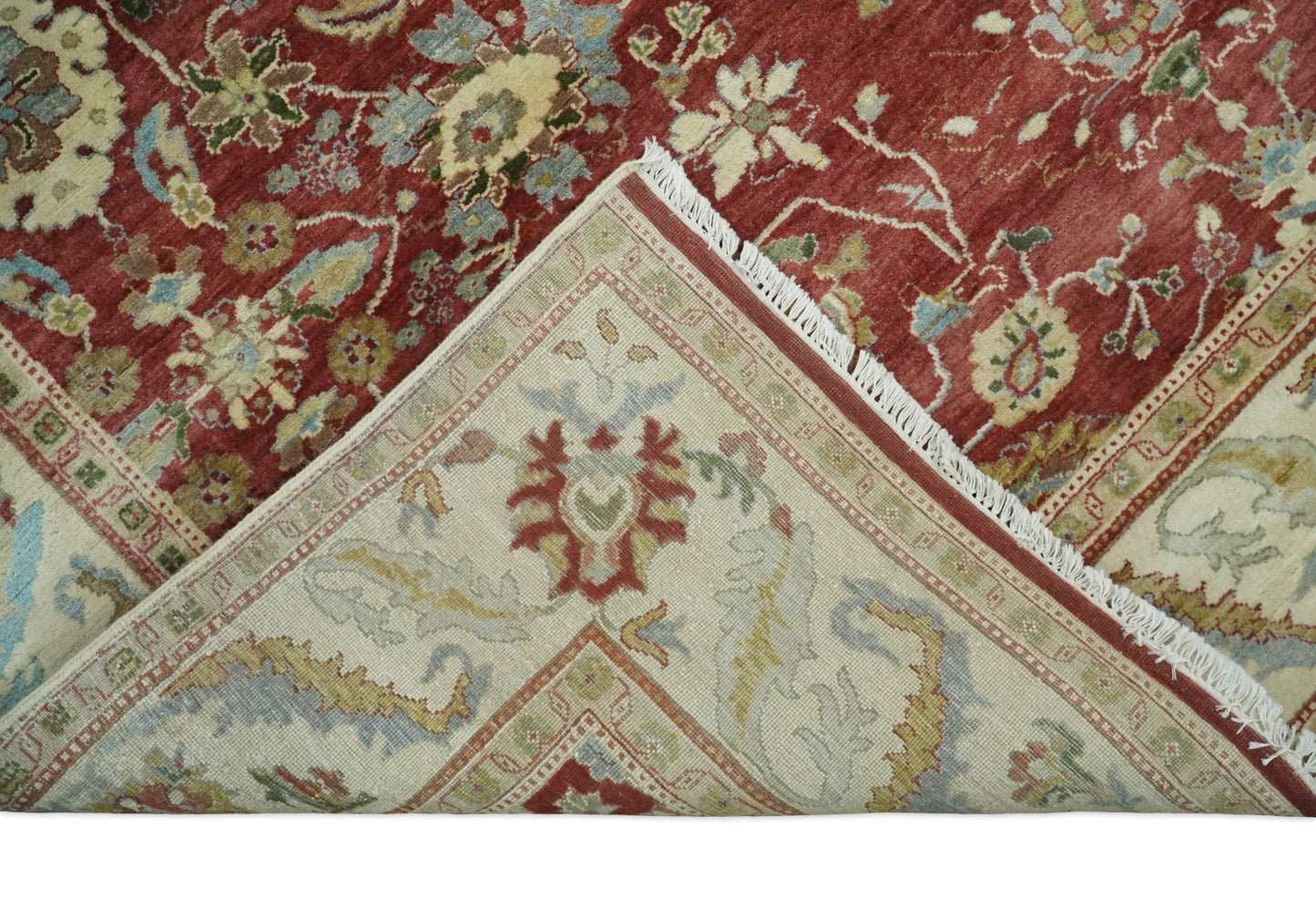 8x10 Fine Hand Knotted Rust and Ivory Traditional Vintage Persian Style Antique Wool Rug | AGR20