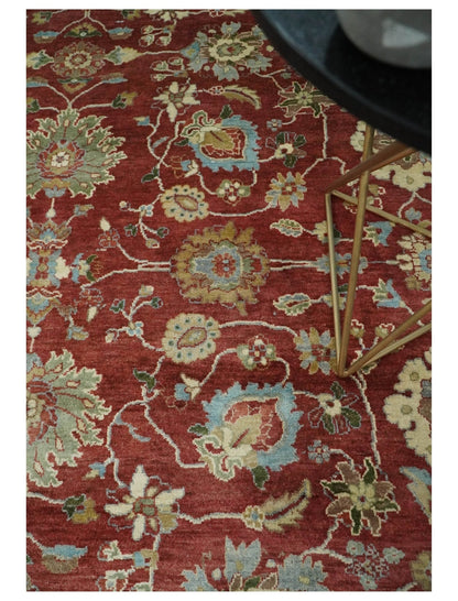 8x10 Fine Hand Knotted Rust and Ivory Traditional Vintage Persian Style Antique Wool Rug | AGR20