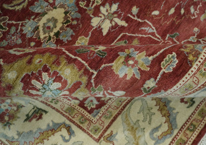 8x10 Fine Hand Knotted Rust and Ivory Traditional Vintage Persian Style Antique Wool Rug | AGR20