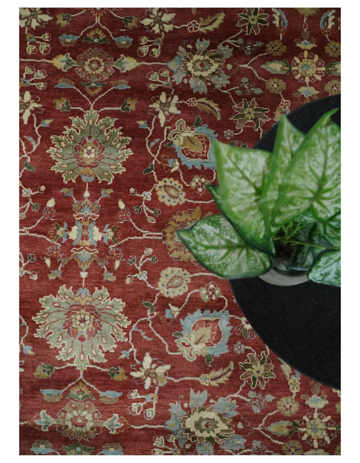 8x10 Fine Hand Knotted Rust and Ivory Traditional Vintage Persian Style Antique Wool Rug | AGR20