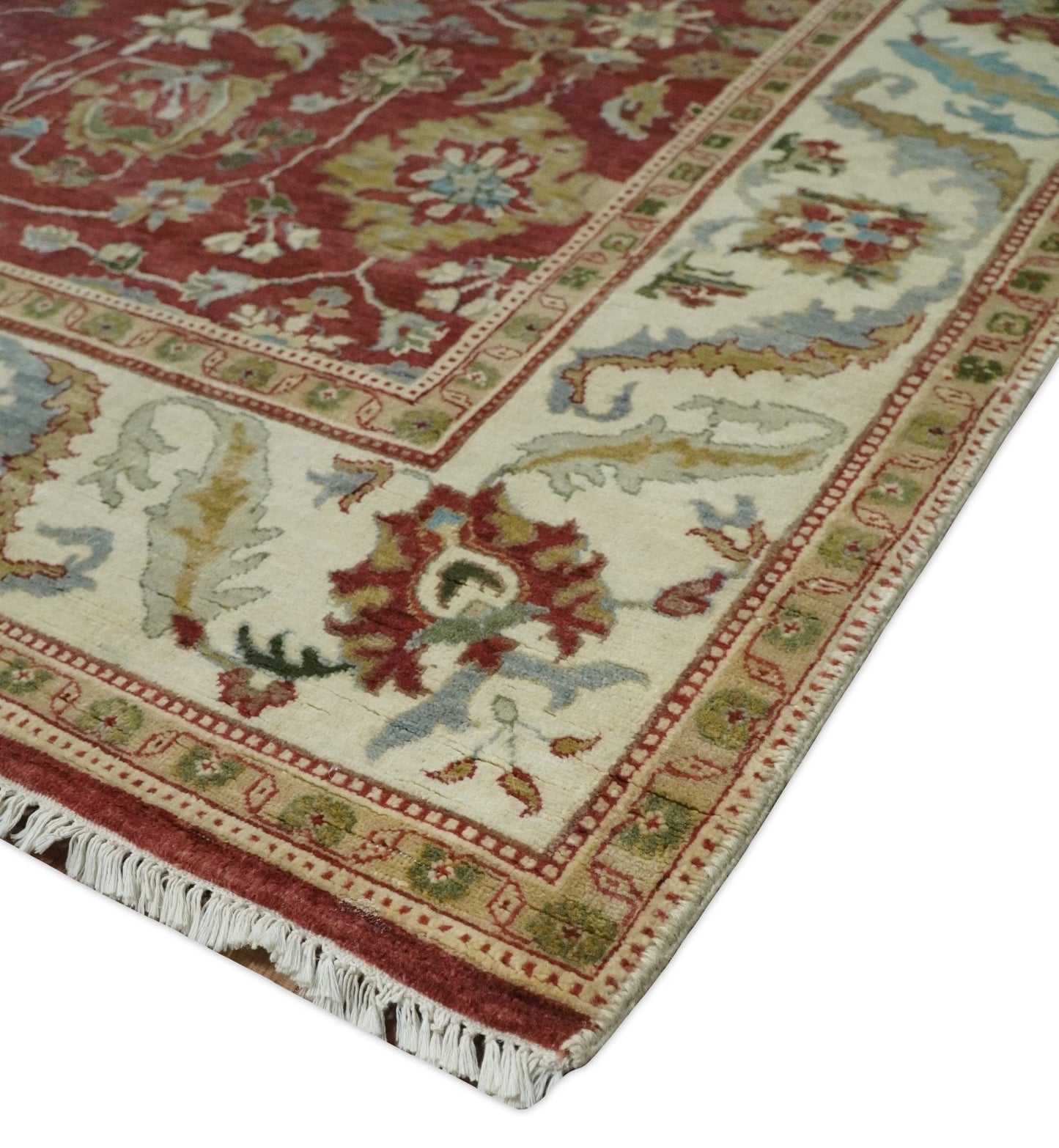 8x10 Fine Hand Knotted Rust and Ivory Traditional Vintage Persian Style Antique Wool Rug | AGR20