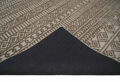 8x10 Hand Tufted Ivory and Bronze Stripes Pattern Rug Multi Size Living Room and Bedroom Rug | TRD6530810S