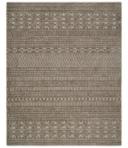 8x10 Hand Tufted Ivory and Bronze Stripes Pattern Rug Multi Size Living Room and Bedroom Rug | TRD6530810S