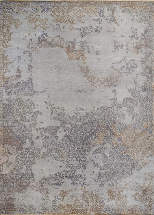 Tappeto 8x10 | Tappeto moderno fatto a mano in lana mista viscosa | TRD1634810