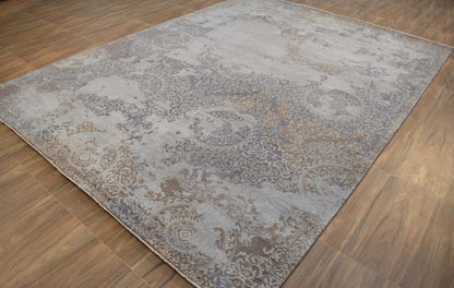 8x10 Rug | Modern Handmade Wool blended viscose Area Rug | TRD1634810