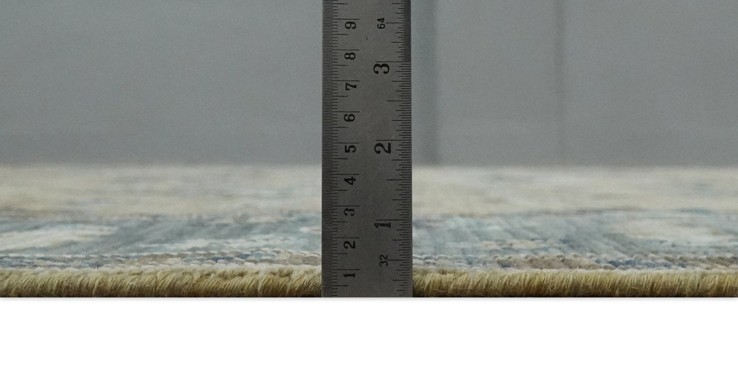 8x10 Traditional Beige and Gray Antique Style Floral Hand knotted Wool Area Rug