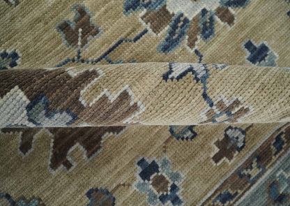 8x10 Traditional Beige and Gray Antique Style Floral Hand knotted Wool Area Rug