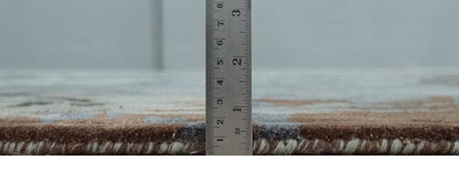 8x11 Gray, Silver and Brown Modern Abstract Hand Tufted wool and Art silk Area Rug