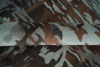 8x11 Gray, Silver and Brown Modern Abstract Hand Tufted wool and Art silk Area Rug