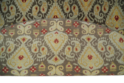 8x8 Round Fine Hand Knotted Brown and Beige Traditional Vintage Persian Style Antique Wool Rug | AGR48