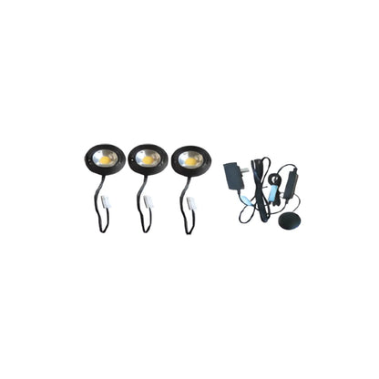 9" 12V puck LED-ljussats med 3000K varmvit, touchdimmer och 150W plug-in-drivrutin