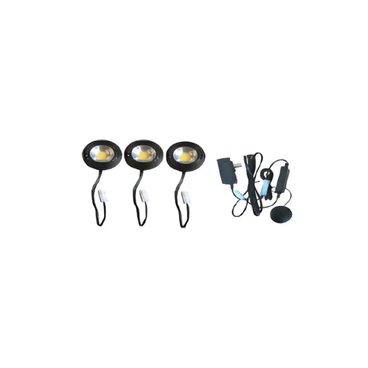 9" 12V puck LED-ljussats med 3000K varmvit, touchdimmer och 150W plug-in-drivrutin