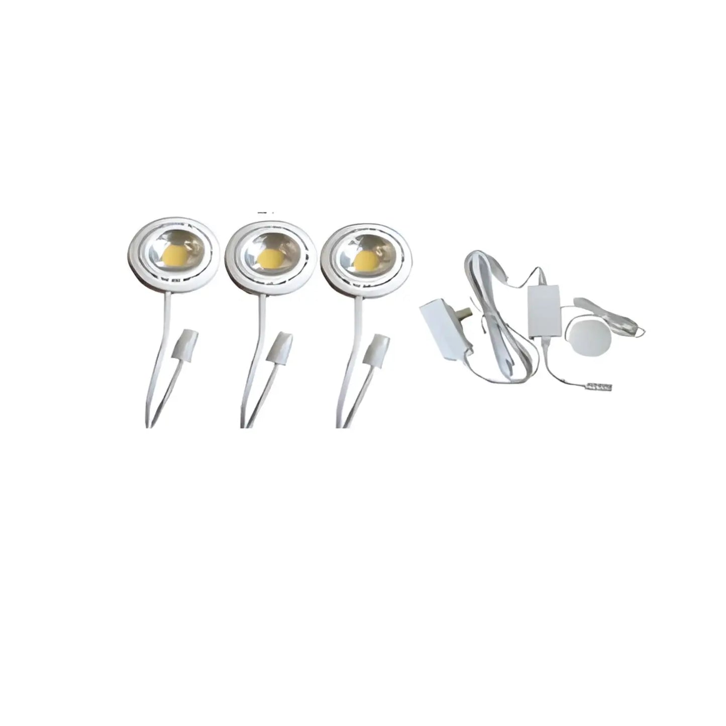 9" 12V puck LED-ljussats med 3000K varmvit, touchdimmer och 150W plug-in-drivrutin