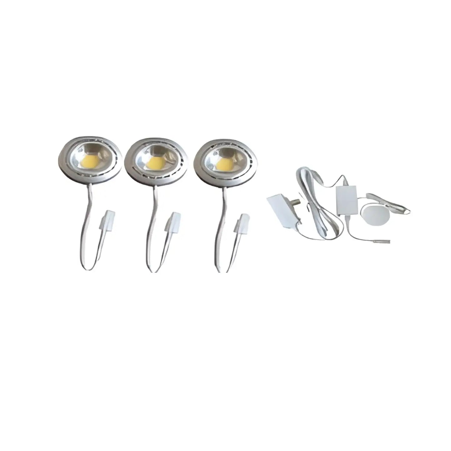 9" 12V puck LED-ljussats med 3000K varmvit, touchdimmer och 150W plug-in-drivrutin