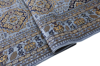 Hand-Knotted Zerkhaki Afghan Wool Area Rug – 6'11" x 10'3" | Elegant Grey-Toned Design