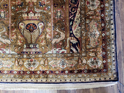 Semi Antique Persian Qum Silk Prayer Rug, Silk, Hand-Knotted, 3'6" x 5'