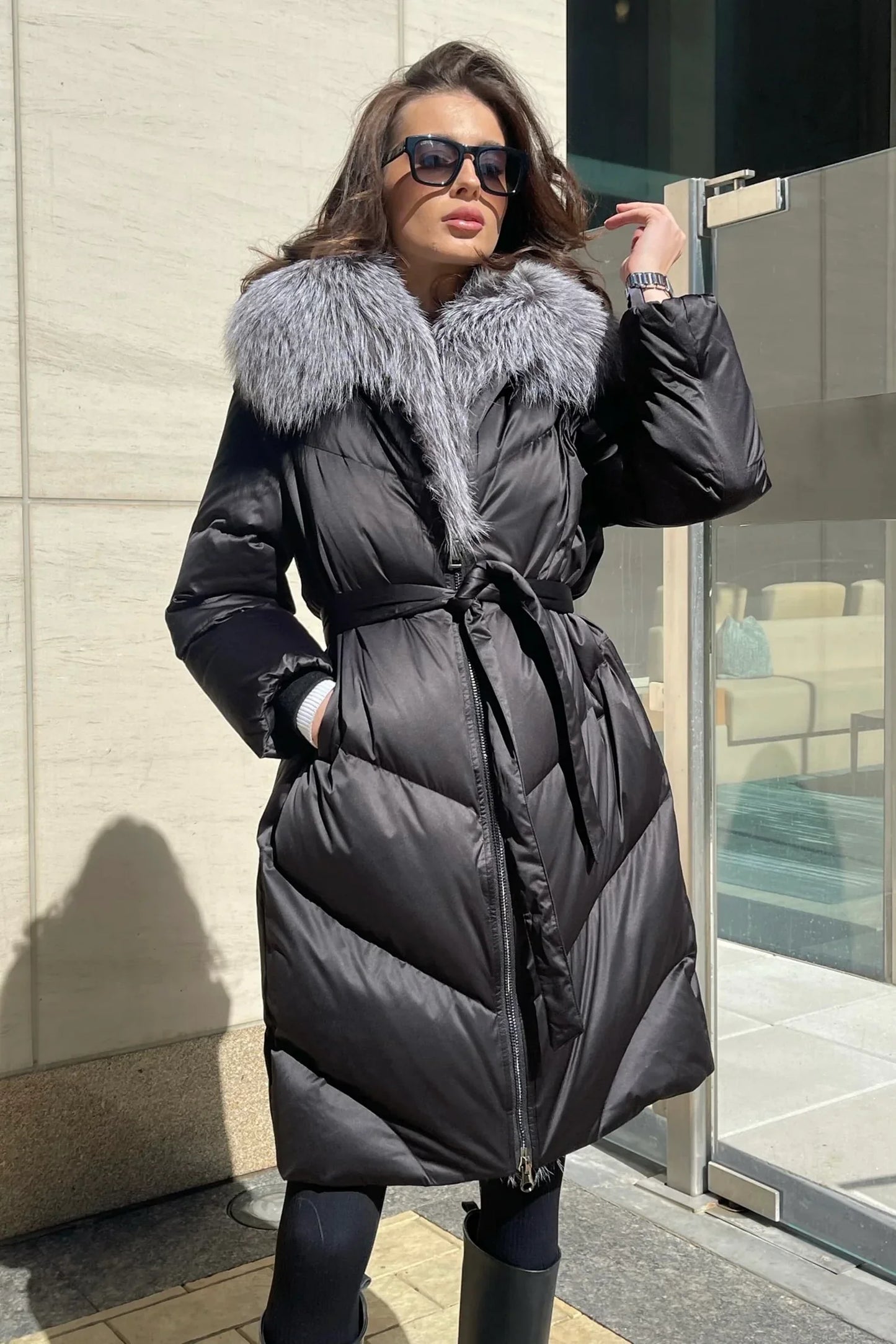 Parka Amandine en duvet de renard argenté véritable