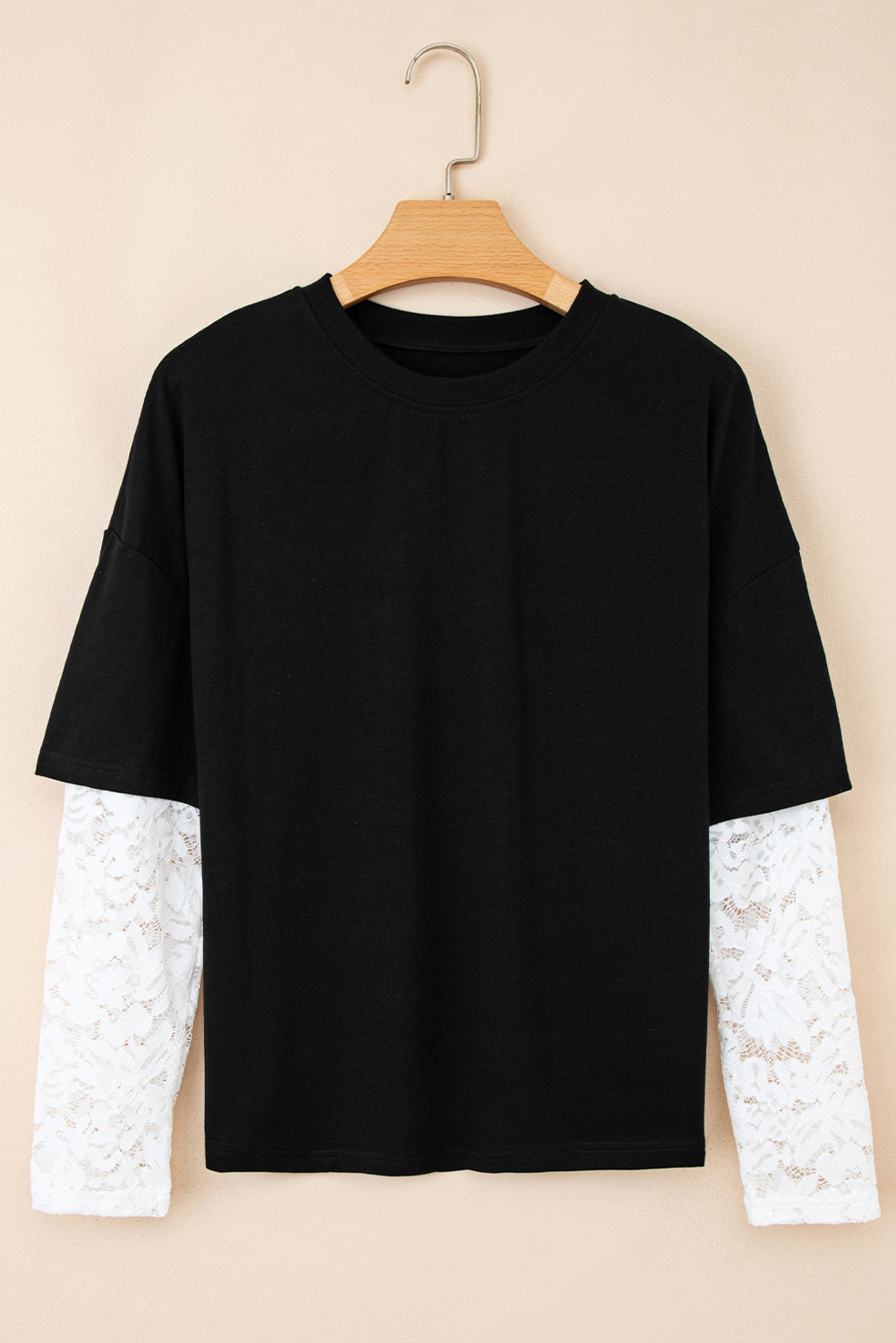 Hallie Spitzen-Longsleeve mit Einsatz und überschnittenen Schultern