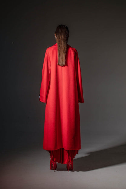 Chester Premium  Wool Cashmere Coat in Sicily Red