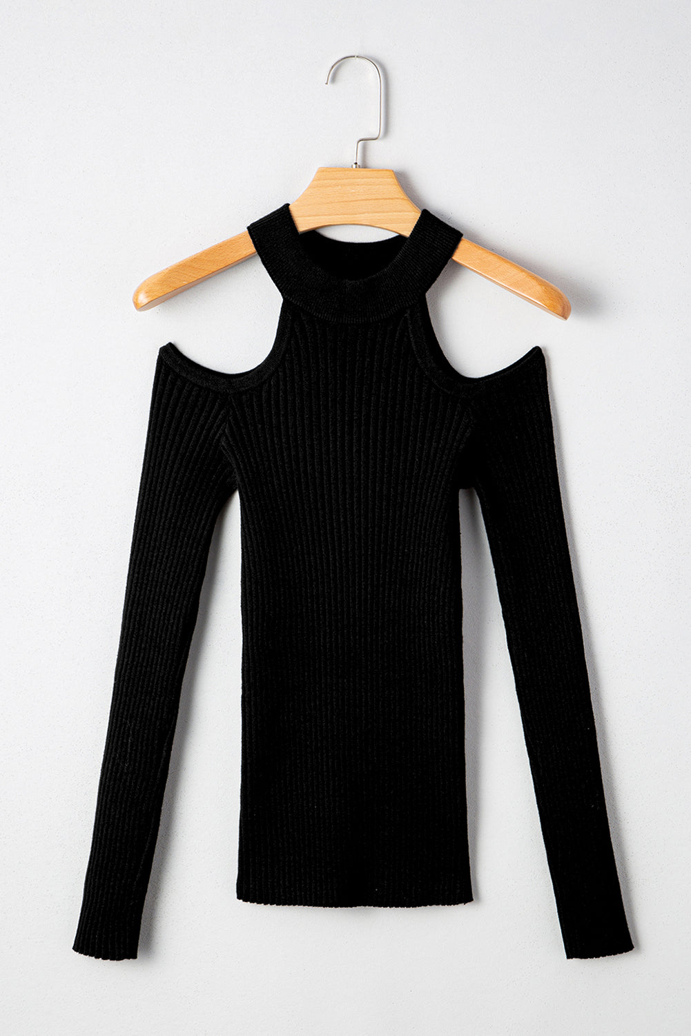 Sweter Bailey z prążkowanego dzianego materiału z odkrytymi ramionami