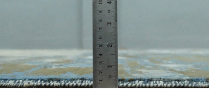 9x12 Fine Hand Knotted Beige and Blue Modern Abstract Style Antique Wool and Silk Area Rug | AGR31