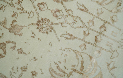 9x12 Fine Hand Knotted Beige and Brown Traditional Vintage Persian Style Antique Wool and Silk Rug | AGR46