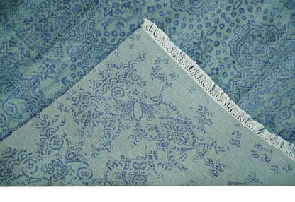 9x12 Fine Hand Knotted Blue and Teal Traditional Vintage Persian Style Antique Wool Rug | AGR33