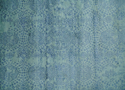 9x12 Fine Hand Knotted Blue and Teal Traditional Vintage Persian Style Antique Wool Rug | AGR33