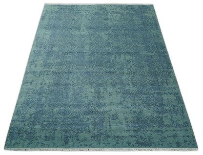 9x12 Fine Hand Knotted Blue and Teal Traditional Vintage Persian Style Antique Wool Rug | AGR33