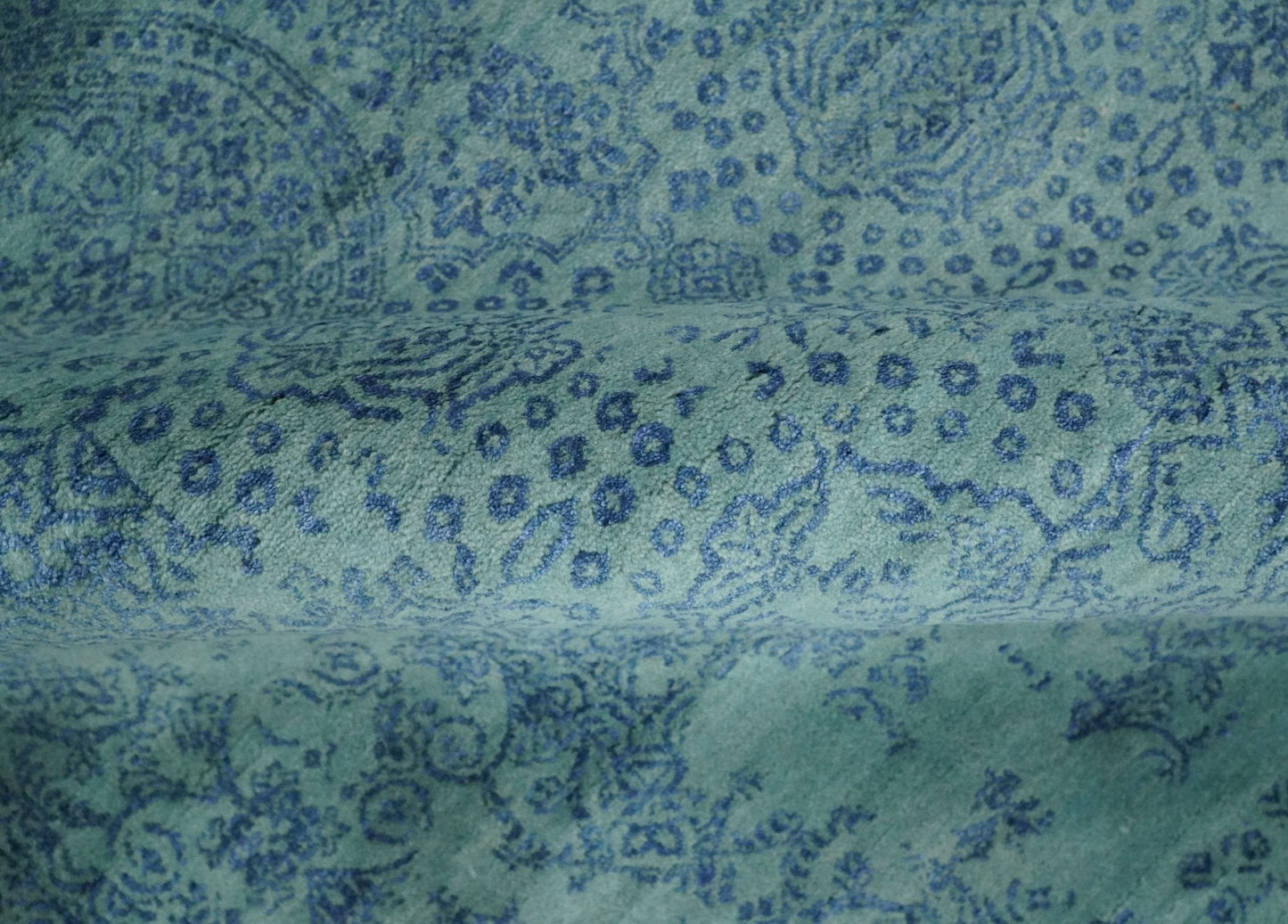 9x12 Fine Hand Knotted Blue and Teal Traditional Vintage Persian Style Antique Wool Rug | AGR33