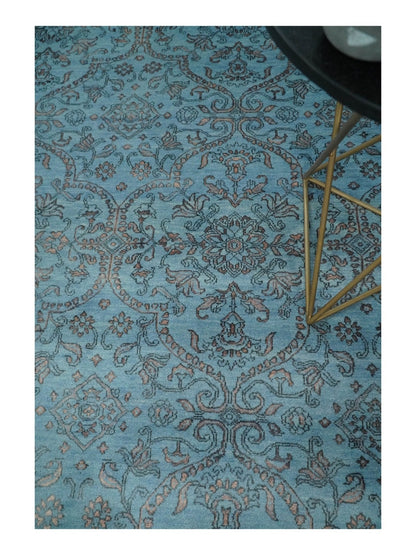 9x12 Fine Hand Knotted Blue and Brown Traditional Vintage Persian Wool and Silk Area Rug | AGR32